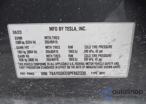 2023 Tesla Model Y Awd/Long Range Dual Motor All-Wheel Drive из США, поврежденный, VIN 7SAYGDEE0PF862336